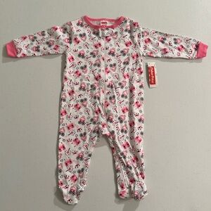 Fisher-Price Long Sleeve Footed Pajamas Pink Princess Print  3-6 Months NWT